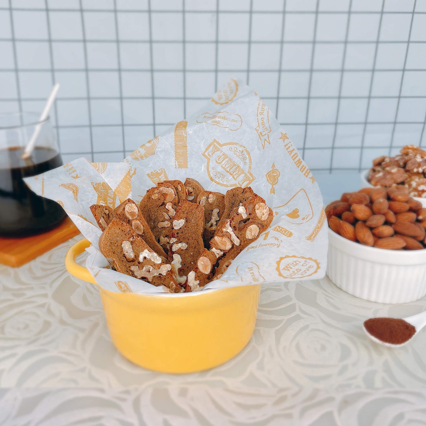 Coffee Biscotti With Almonds & Walnuts