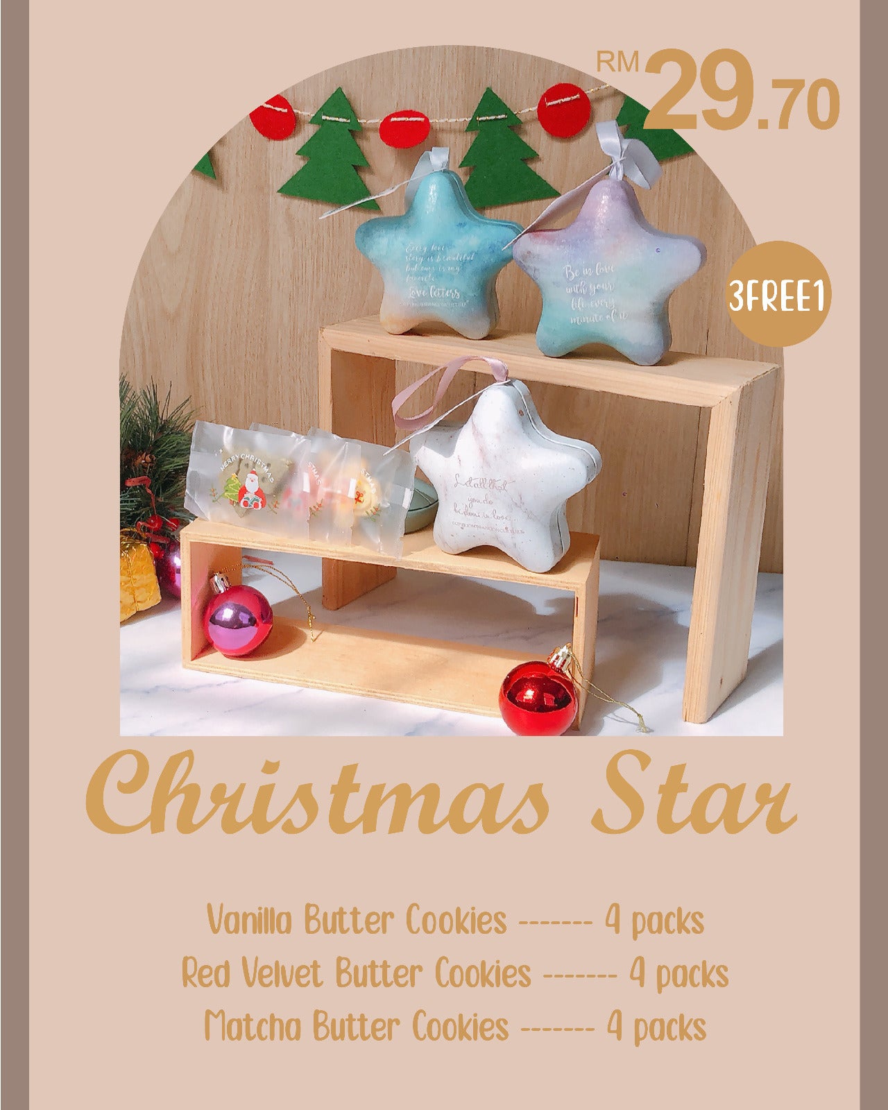 Christmas Stars Set - 3 Free 1