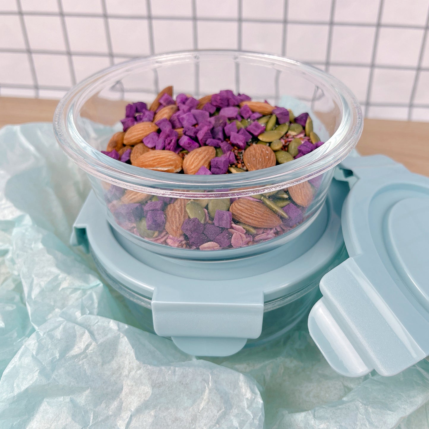 Fu Kitchen Lunch box With 4 Locks Firmly Airtight Silicone Gasket  (480ml)