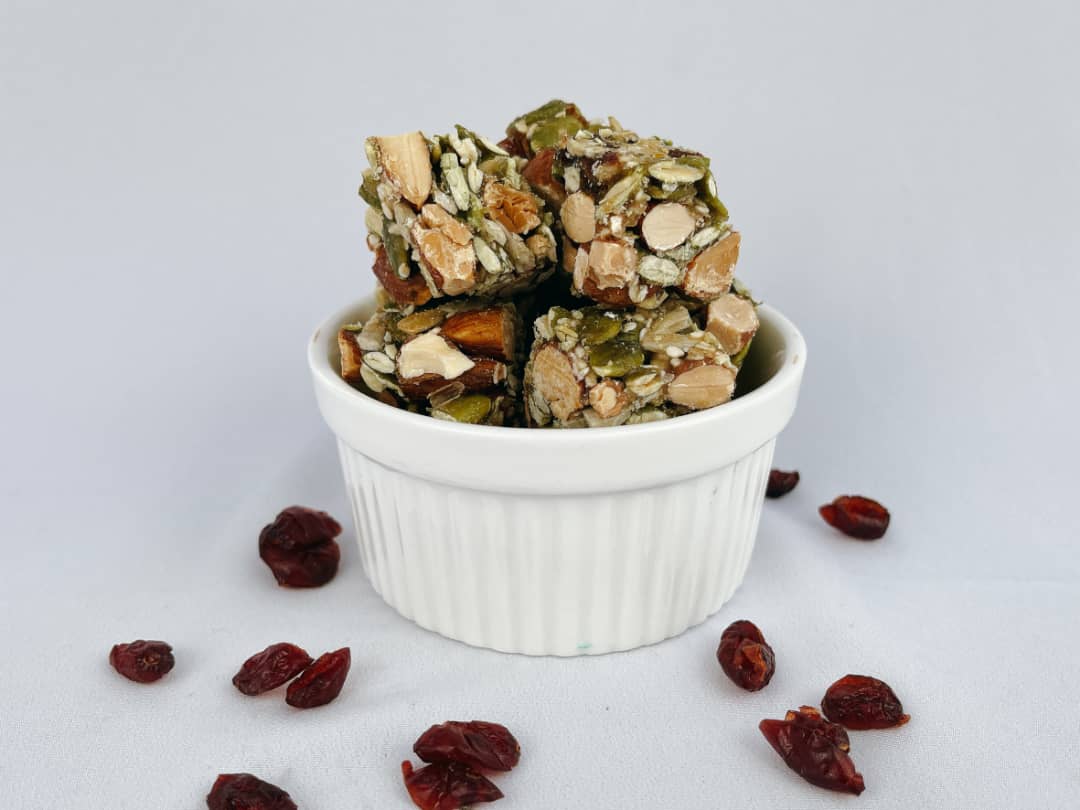 healthy nut cubes cranberries